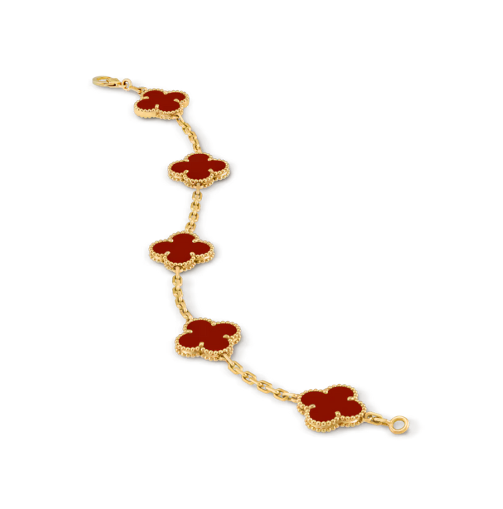 pulso estilo Vancleef plata 925. bañado en oro de 18k